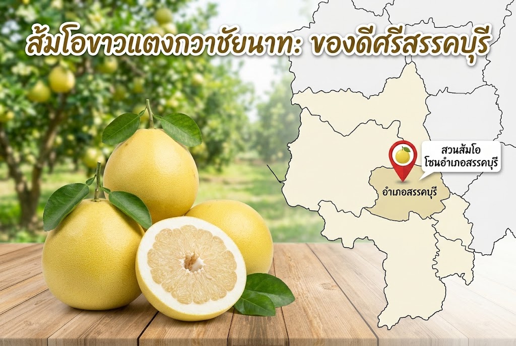 แปลงใหญ่ส้มโอขาวแตงกวาสรรคบุรี (นายประเวช ขำมา)