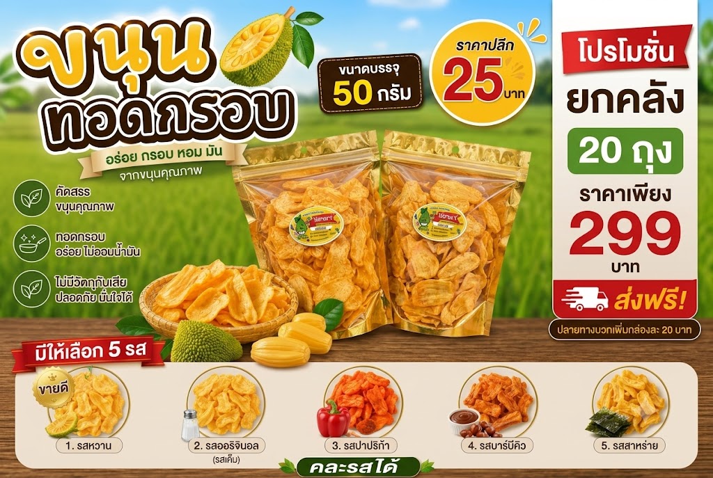 ขนุนทอดกรอบ (ขนาดบรรจุ 50 กรัม)